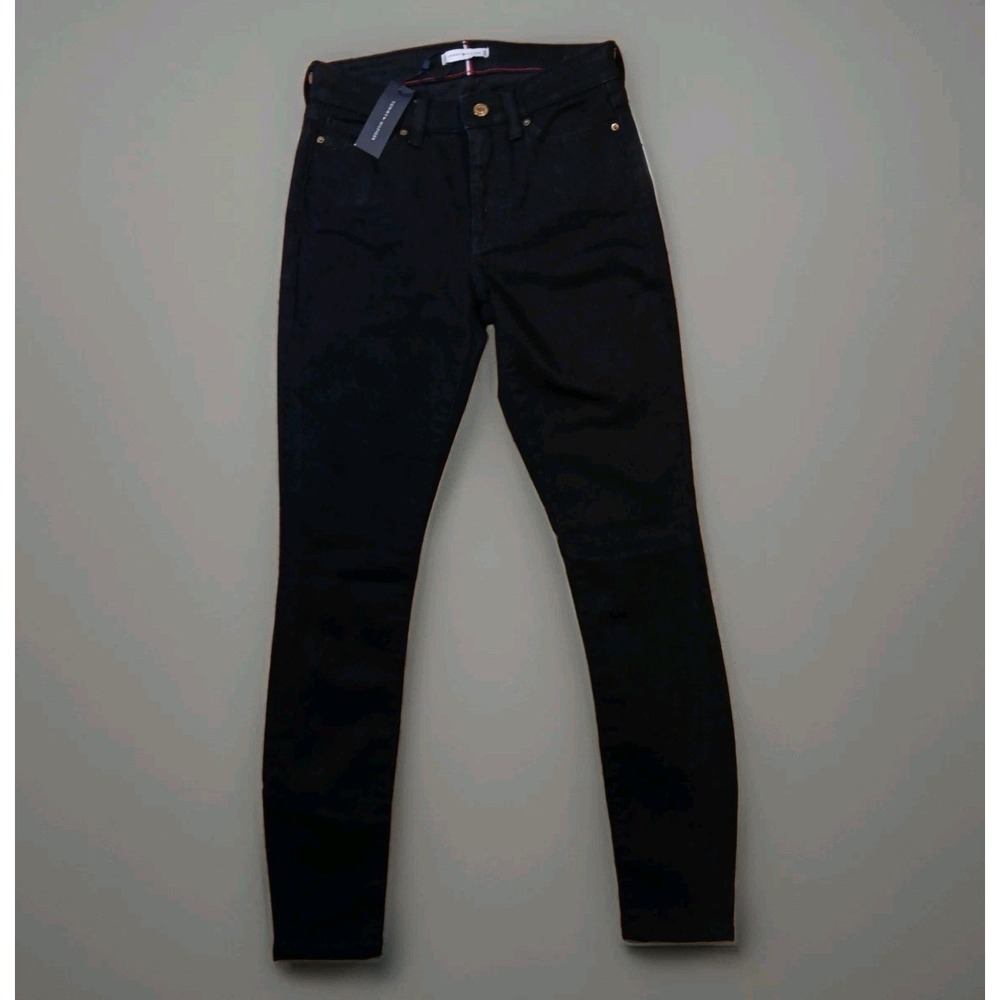 Tommy Hilfiger Jeans Womens 2 Black Skinny Slim Denim NWT Gold‎ Hardware